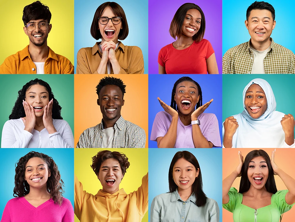 A diverse group of black people smiling and laughing together
